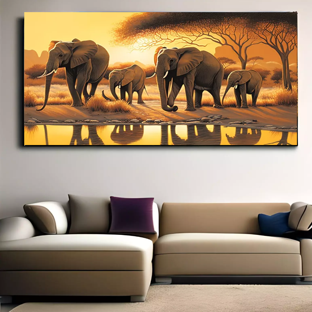 Family of Elephants Matte Paper Framed Poster