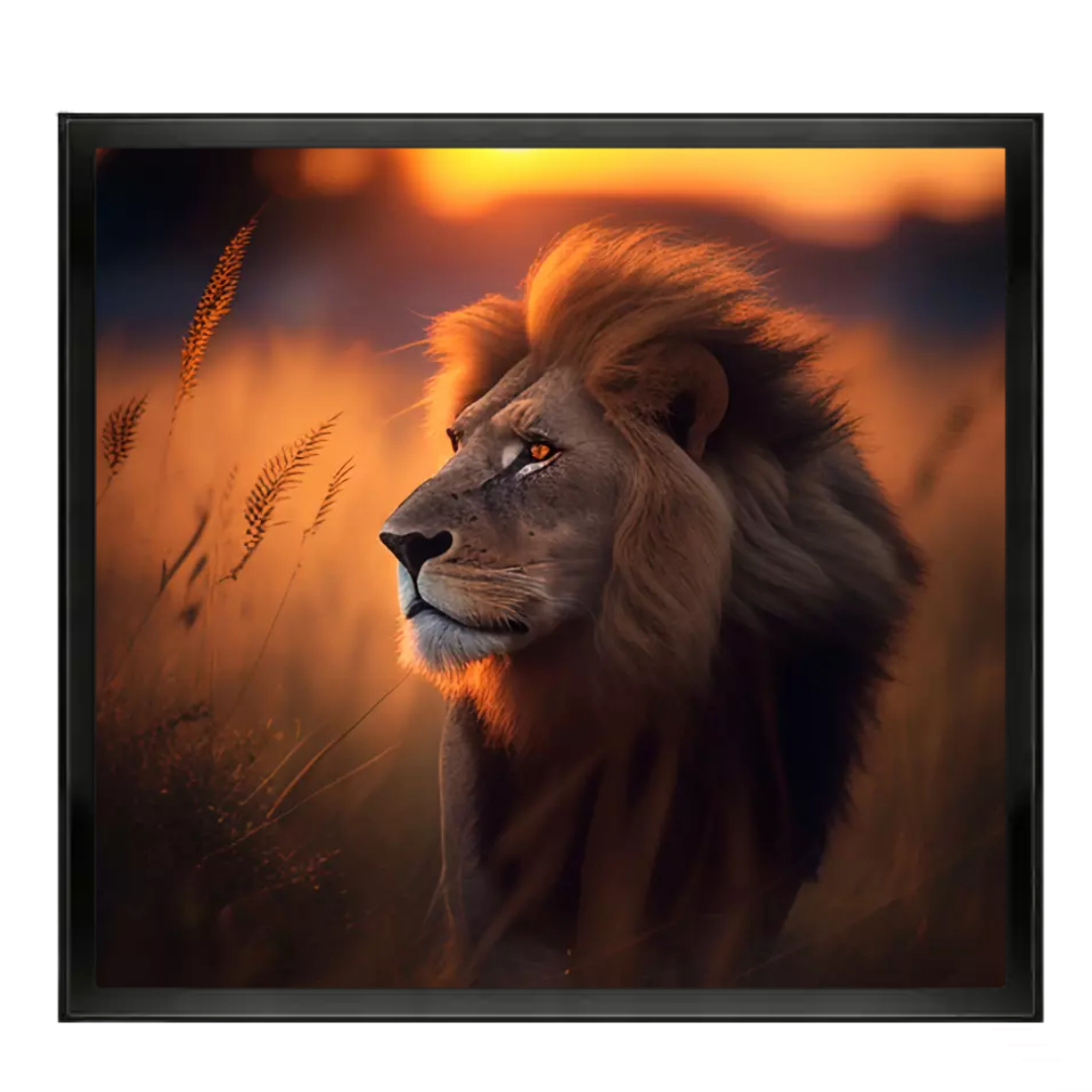 Enhanced Majestic Lion Acrylic Painting paper Framed Poster