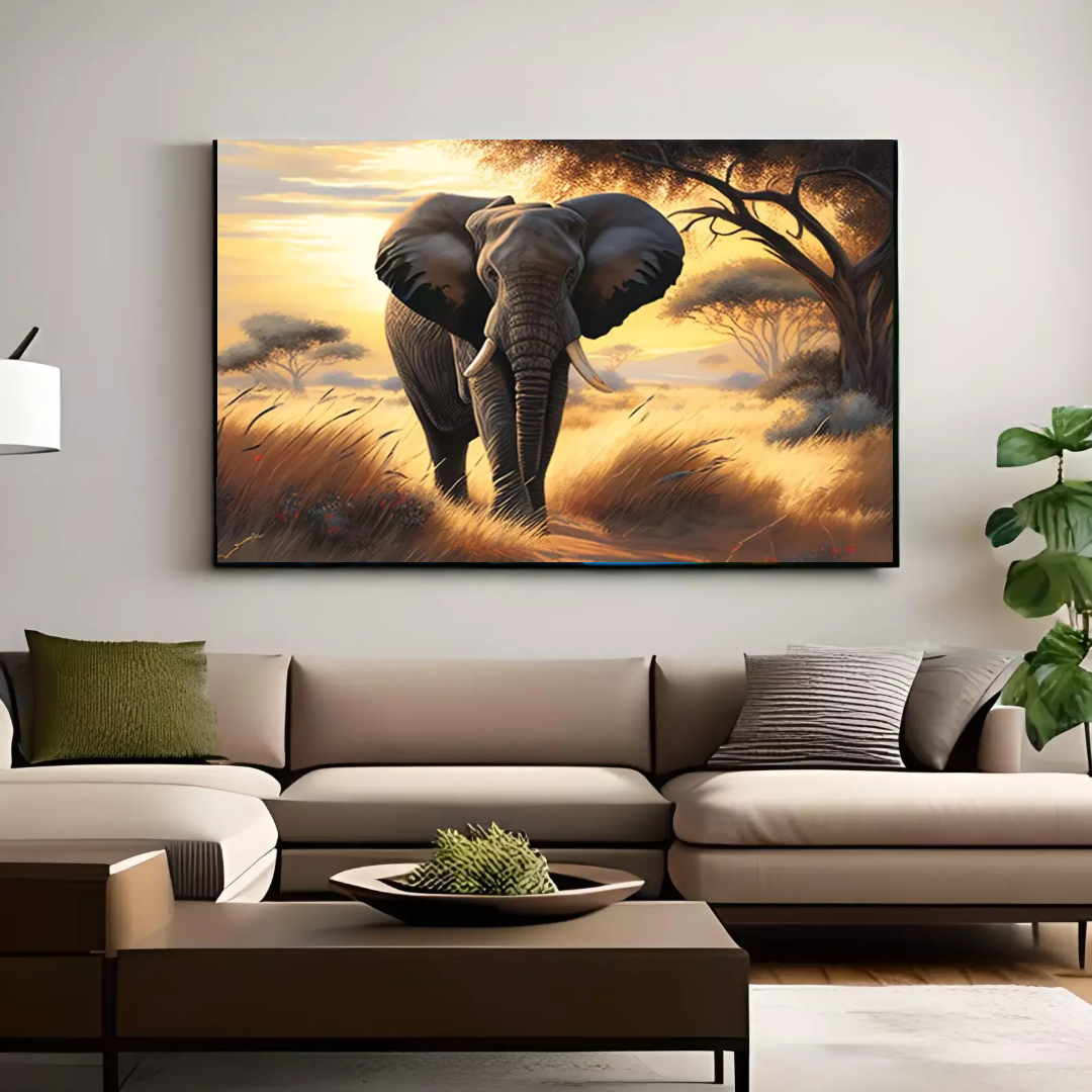 African Elephant in the savanna Framed Art Print