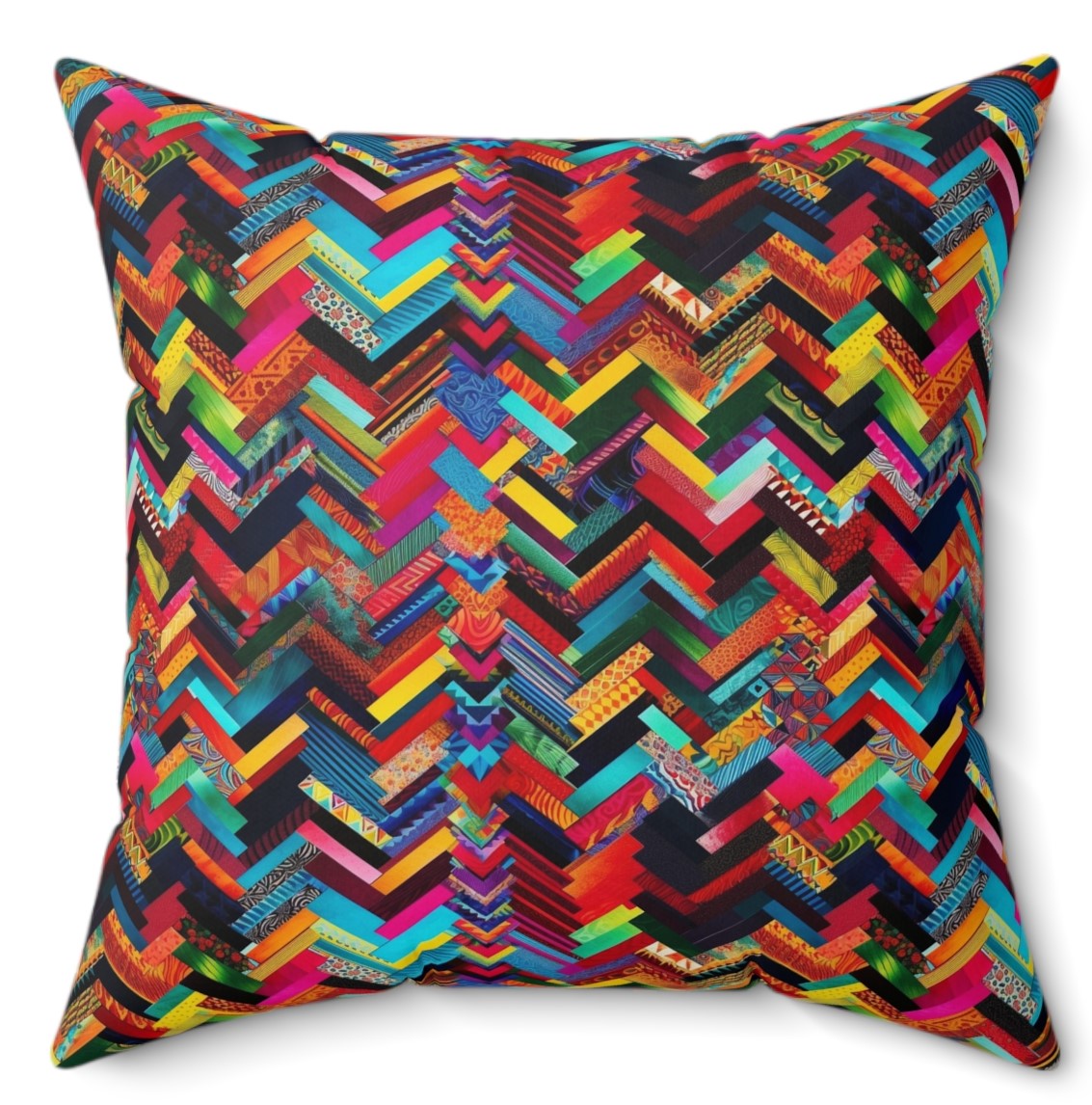 Close-up of the Ugandan Chevron Print Pillow, showcasing the intricate and eye-catching chevron pattern inspired by Ugandan traditions.