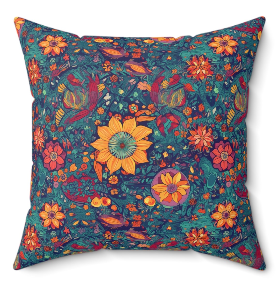Ugandan Floral Garden Pattern Pillow