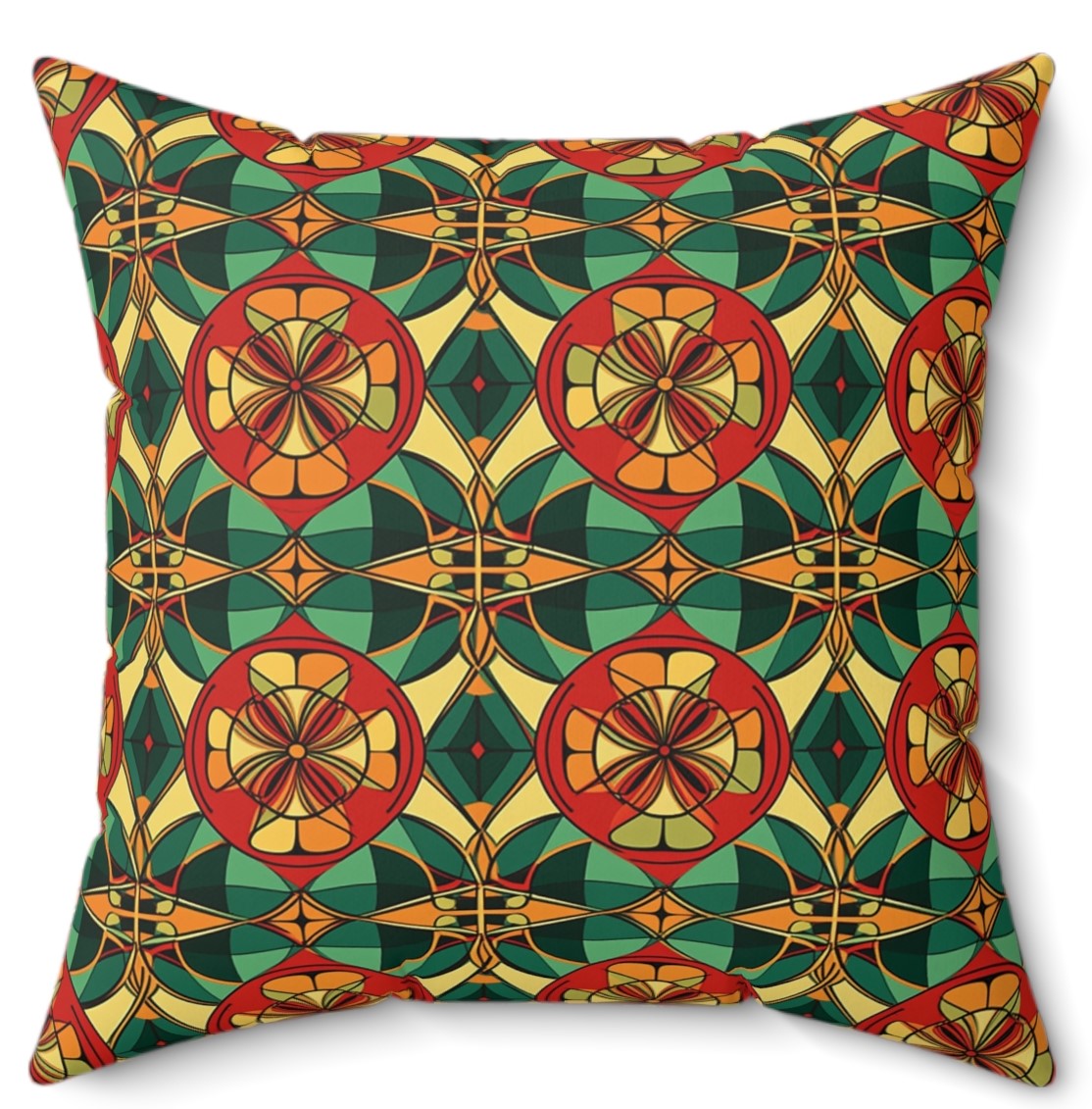Close-up of the Ugandan Bold Geometric Pillow, highlighting the intricate and eye-catching geometric patterns inspired by Ugandan culture.