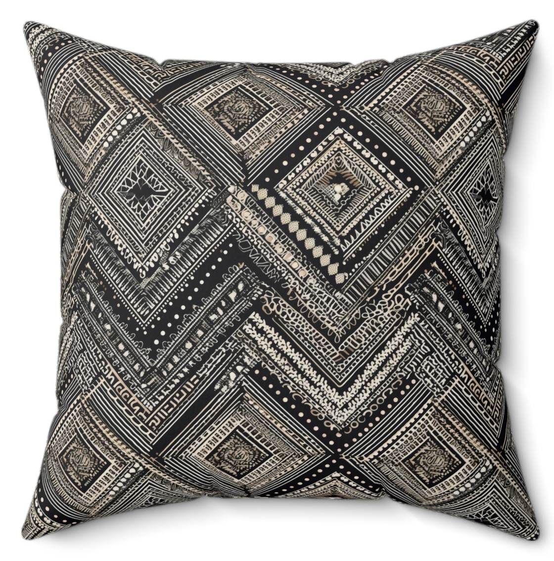 Sleek Contrasts Geometric Diamond Pattern Pillow