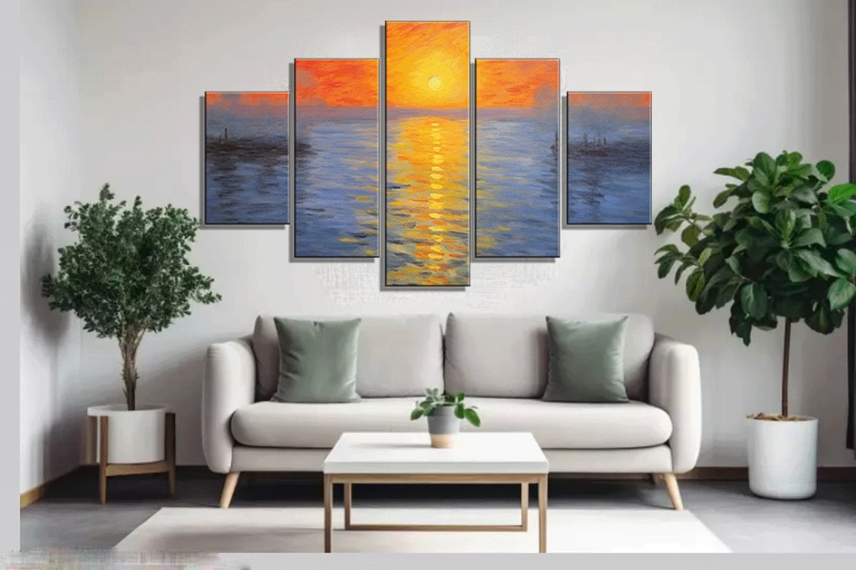 Impressionist Nile River Sunrise Multi-Panel Canvas Painting