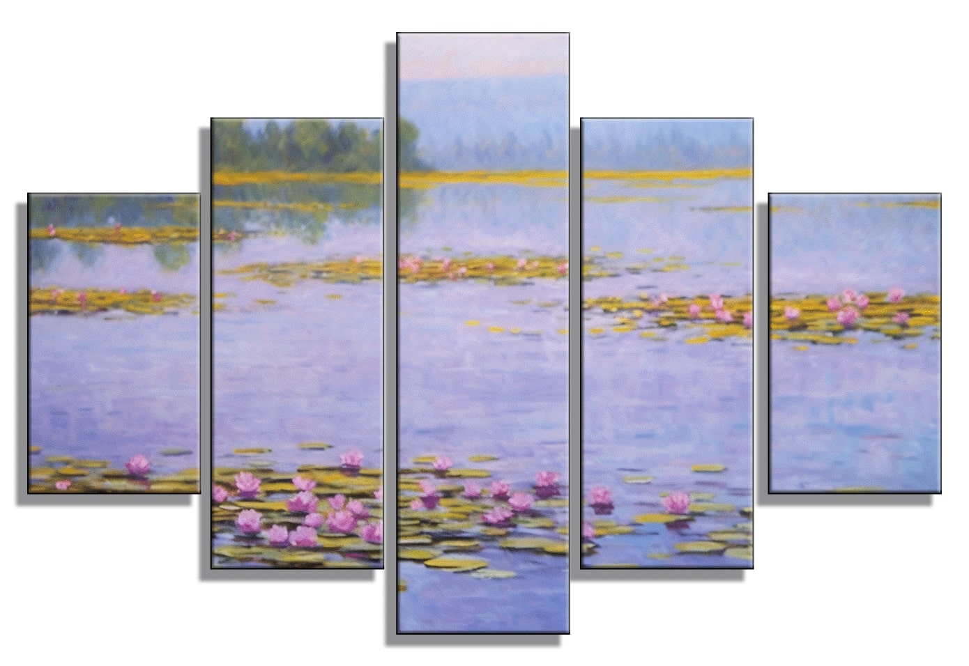 Impressionist Lake Victoria Water Lilies Multi-Panel Canvas Painting