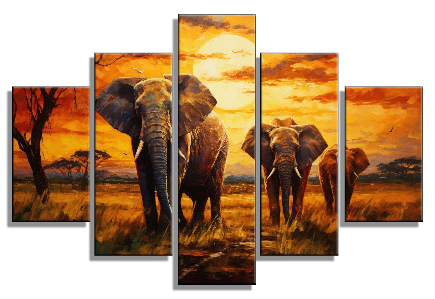Elephants in the Savannah Expressive Painting