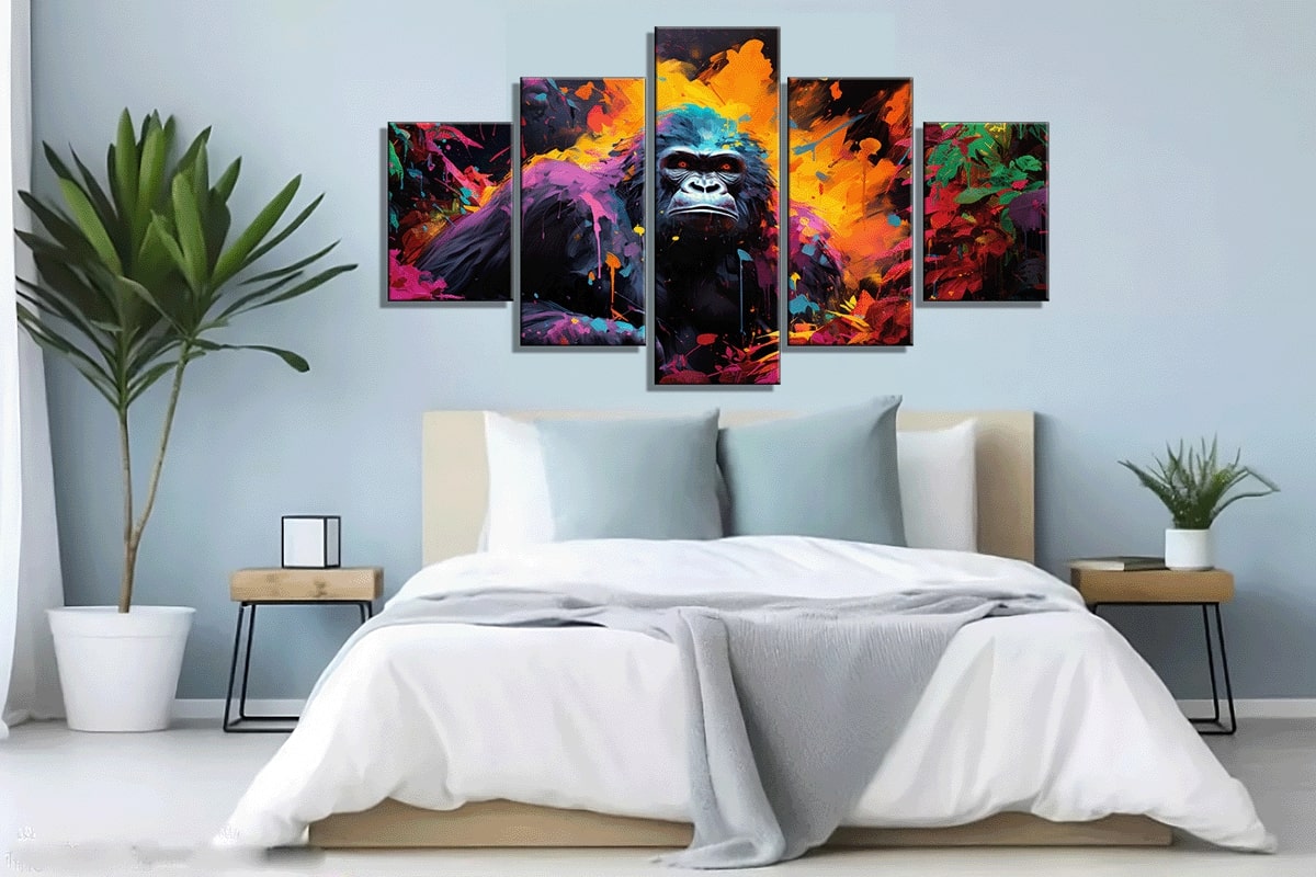 Gorilla Impasto Closeup Multi-Panel Canvas Digital Painting