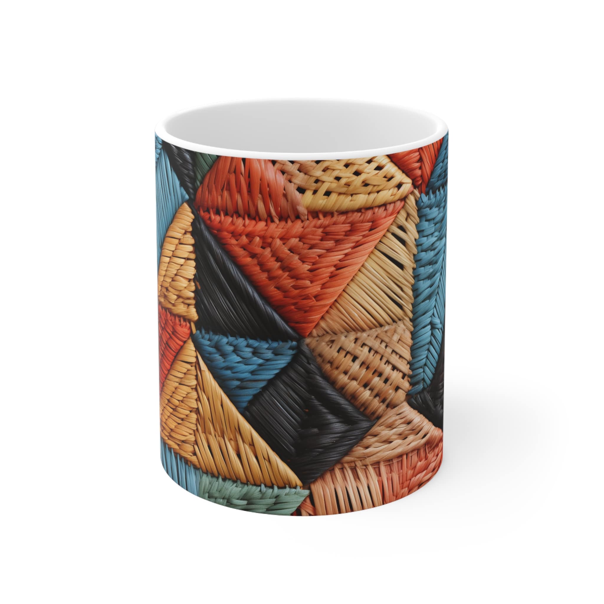 Ugandan Basketry Geometric Ceramic Mug