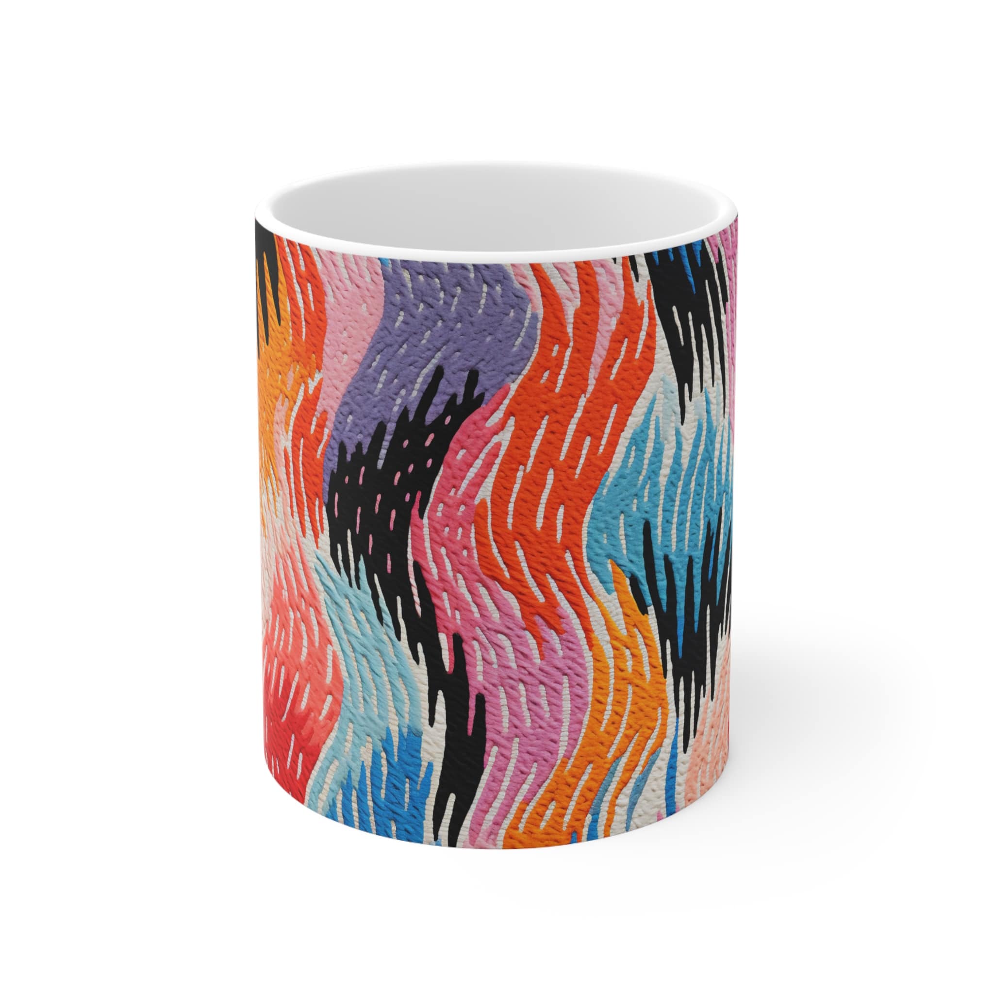 Symmetrical Stitched Patterns Ceramic Mug