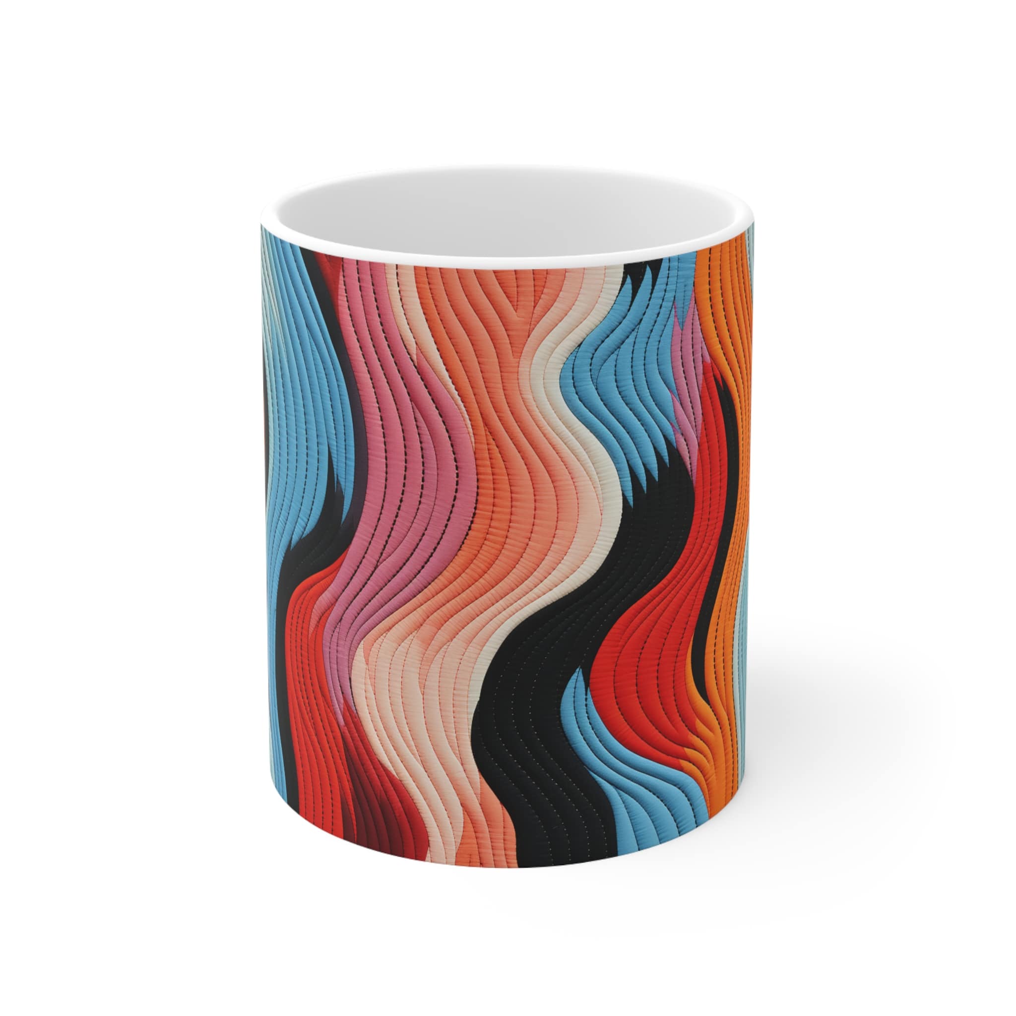 Modern Symmetrical Stitched Patterns Ceramic Mug