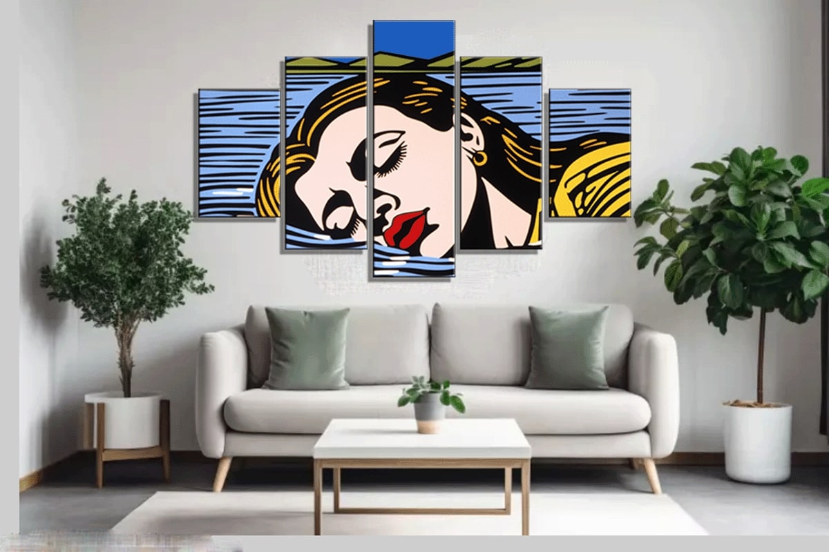 Drowning girl Nile River pop art in living room
