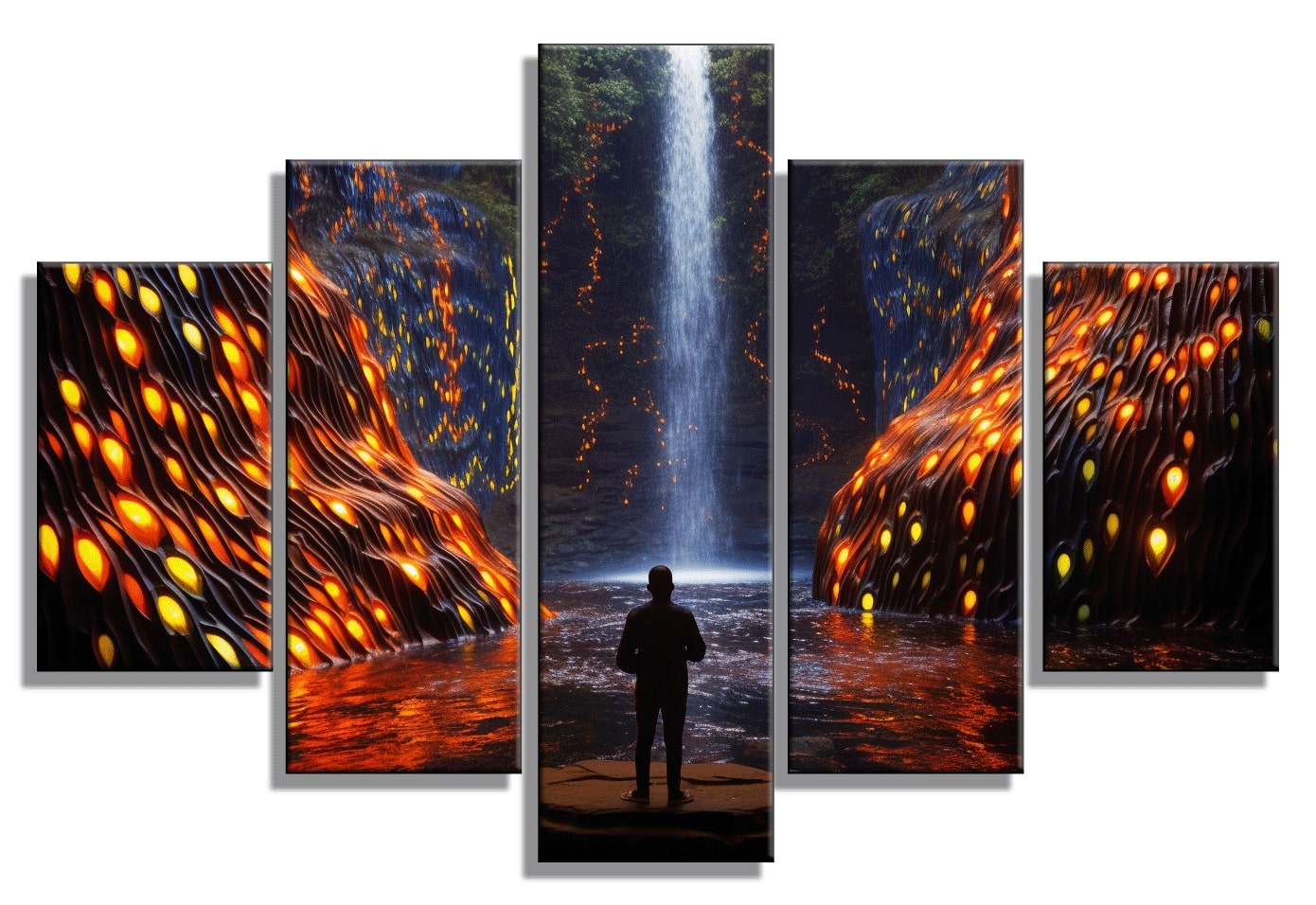 Multi-Panel Bujagali Falls Infinity Mirror Painting - 40x60