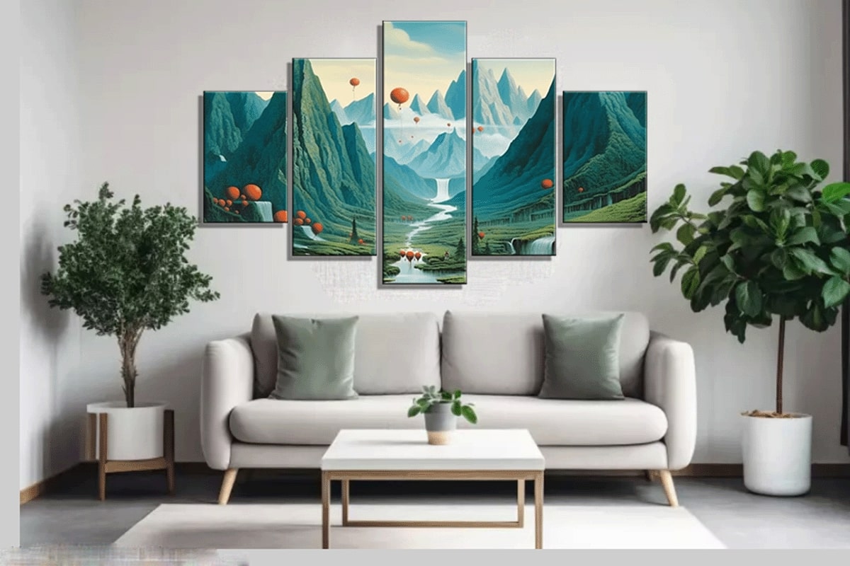 Rwenzori Mountains surreal painting in the living room.