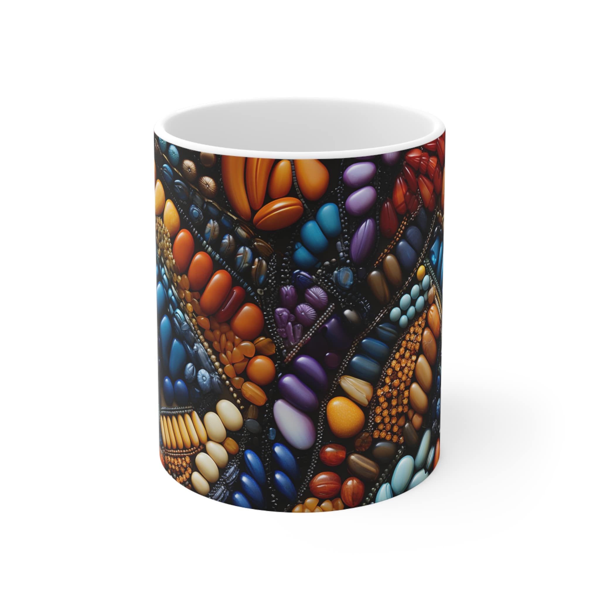 Modern Beaded Tapestry Ceramic Mug