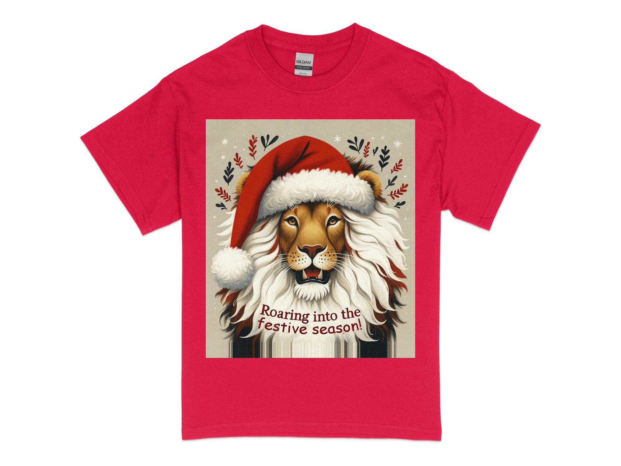 Unisex Festive Lion Santa T-shirt